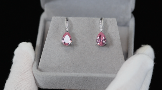 Pink Pear Cut Diamond Earrings