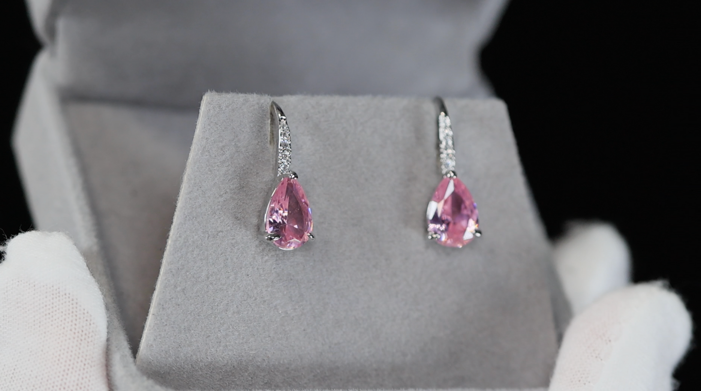 Pink Pear Cut Diamond Earrings