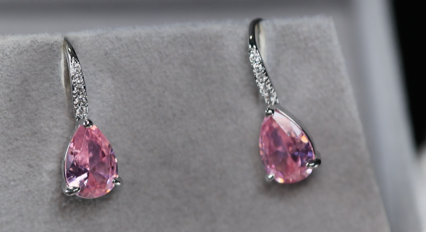 Pink Pear Cut Diamond Earrings