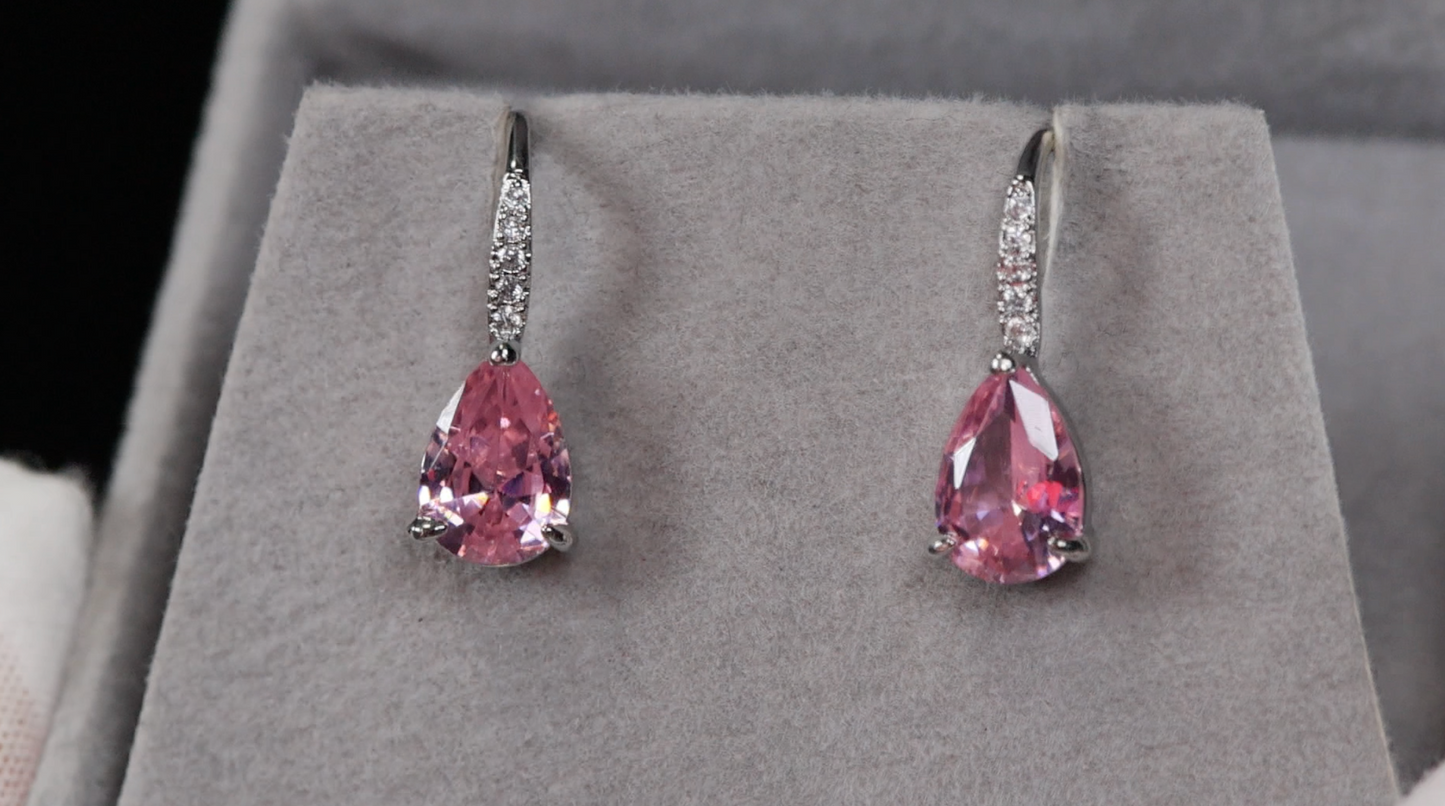 Pink Pear Cut Diamond Earrings