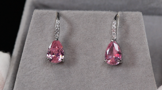 Pink Pear Cut Diamond Earrings