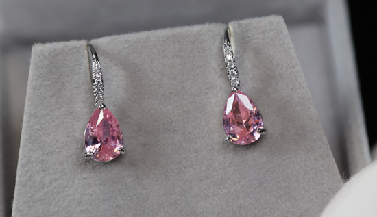 Pink Pear Cut Diamond Earrings