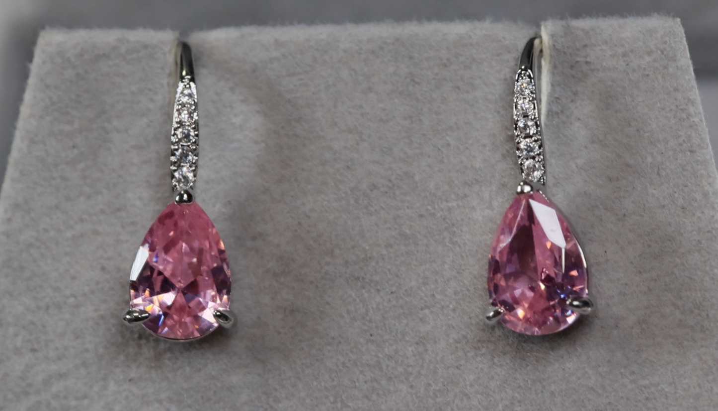 Pink Pear Diamond Earrings