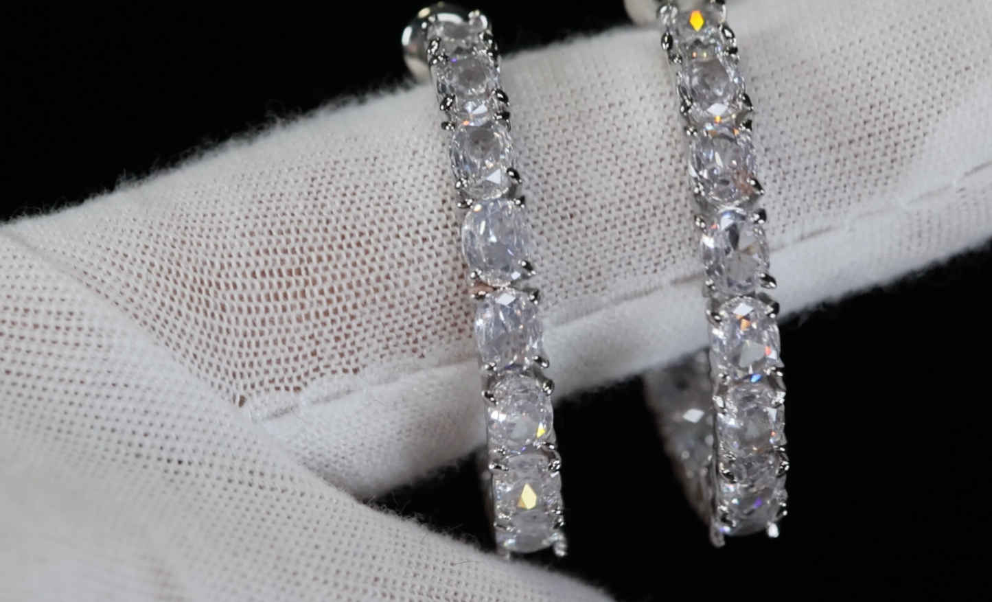 Womens big diamond hoop earrings