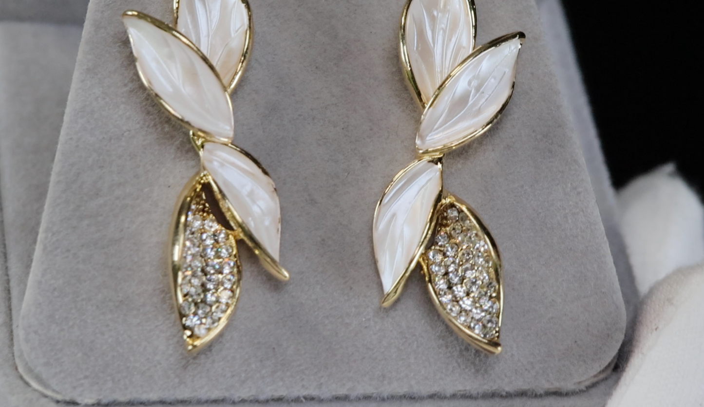 Gold Diamond Pearl Earrings