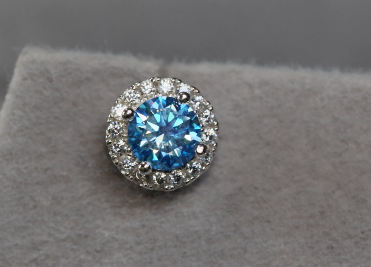 Blue Moissanite Diamond Ear Studs