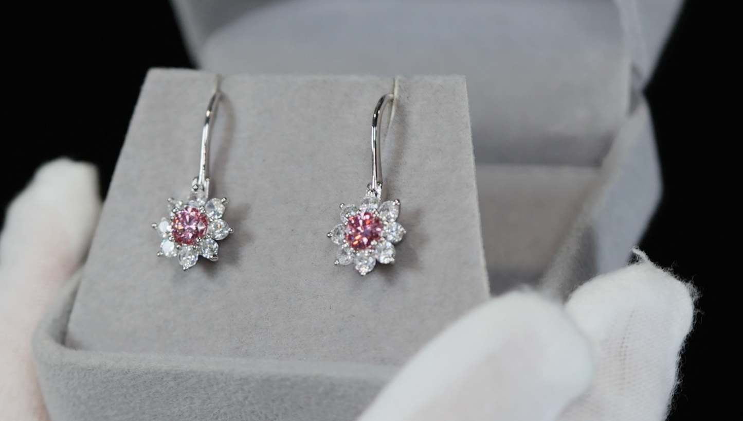 Pink Moissanite Earrings