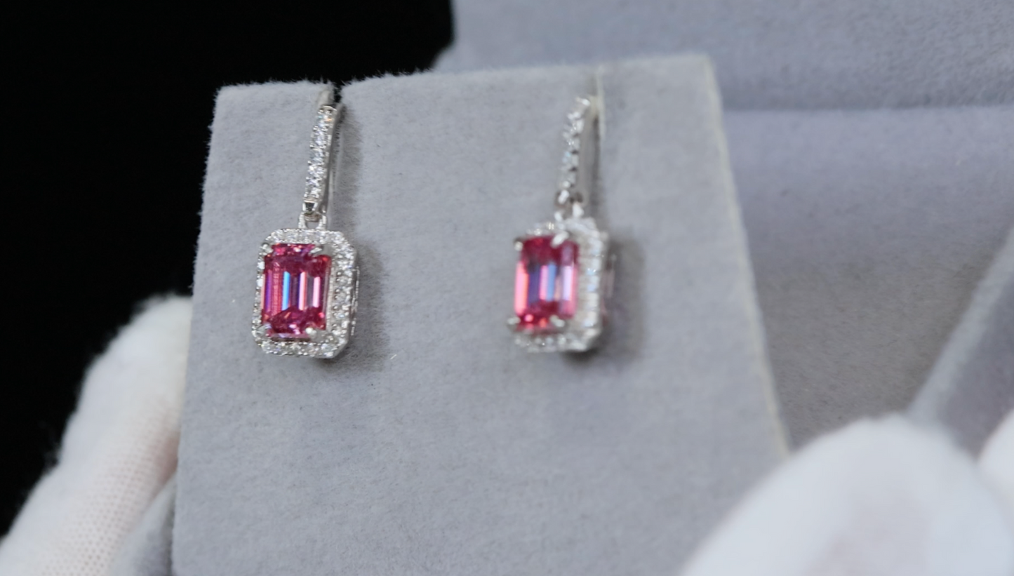 Pink Moissanite Earrings