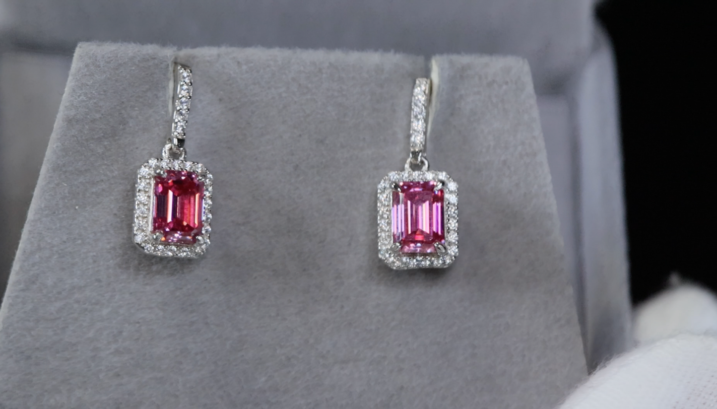 Pink Moissanite Diamond Earrings