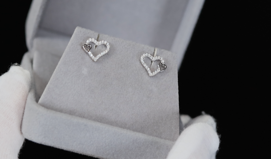 Moissanite Heart Diamond Ear Studs