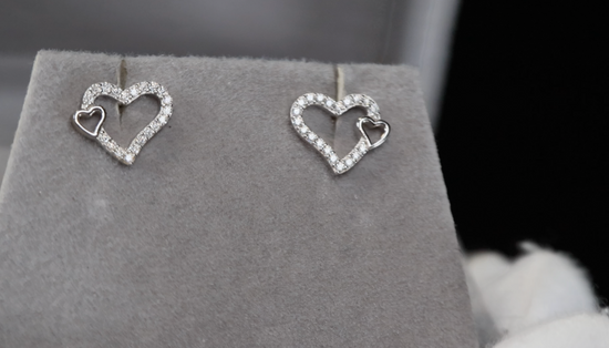 Moissanite Heart Diamond Ear Studs