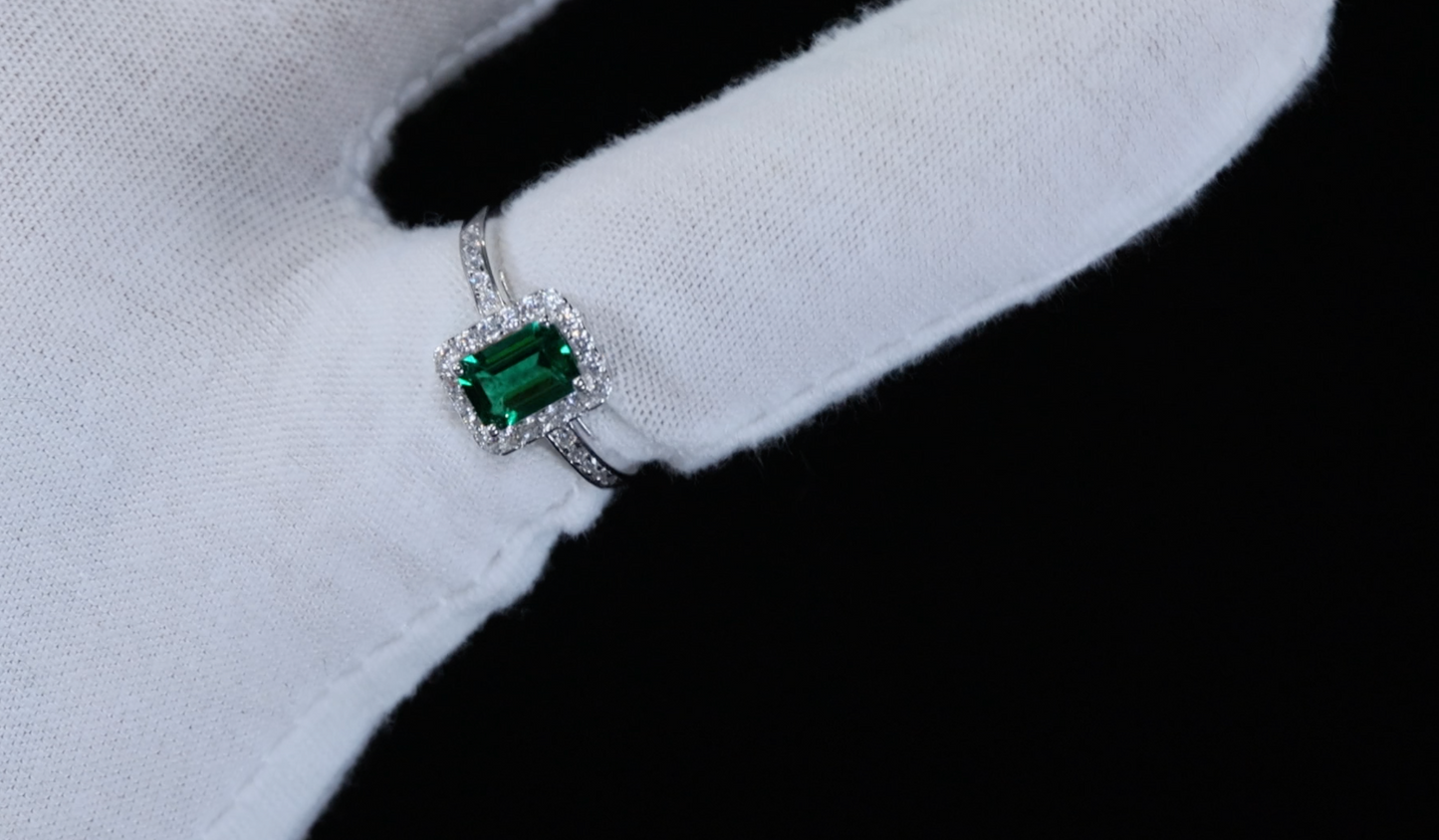 Green Lab Grown Emerald Ring