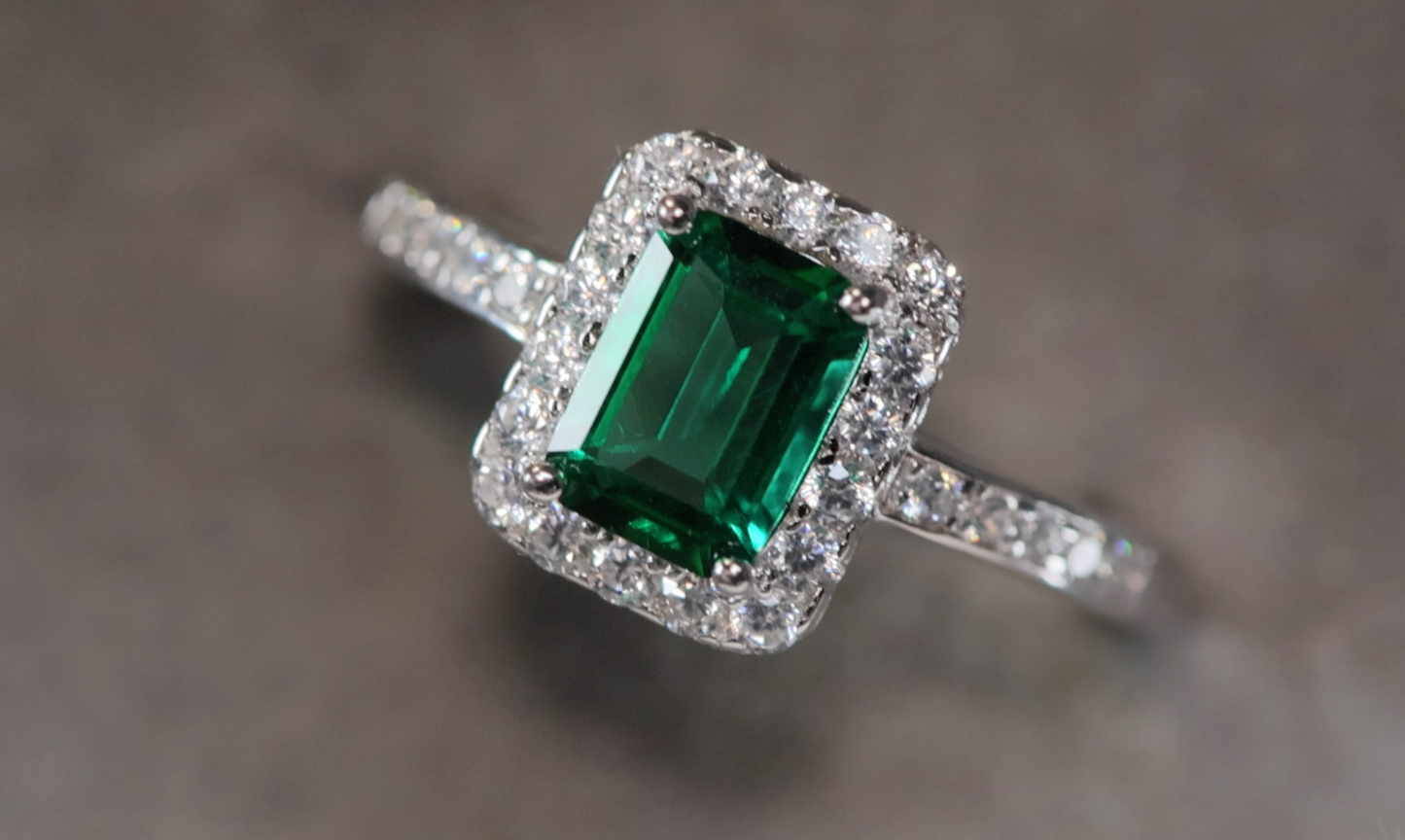 Green Lab Grown Diamond Engagement Ring