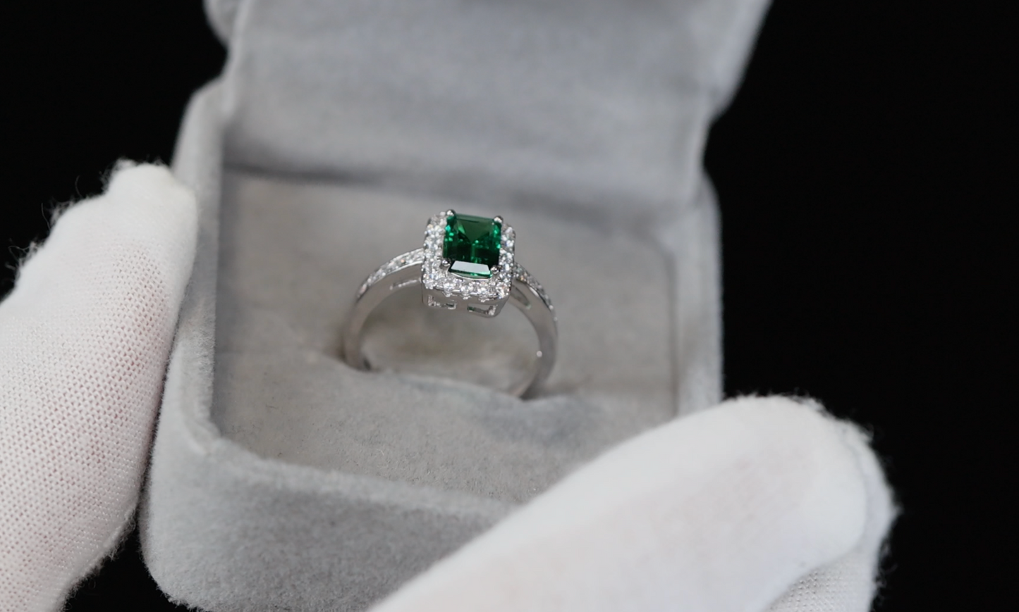 Green Lab Grown Diamond Engagement Ring