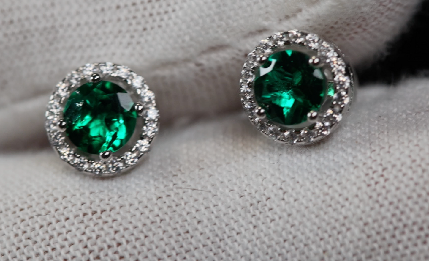 Lab Grown Colombian Emerald Ear Studs | Colombian Emerald Earrings