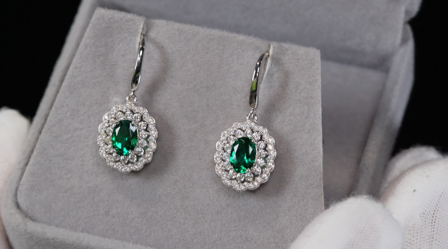 Green Lab Grown Diamond Earrings