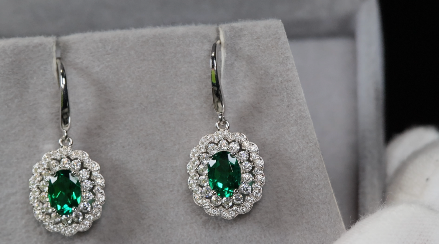 Lab Grown Colombian Emerald Earrings