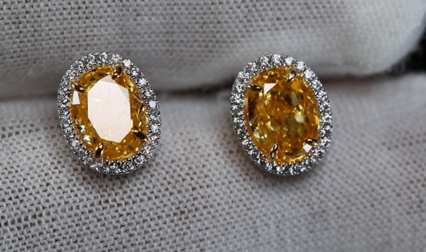 Yellow Diamond Ear Studs