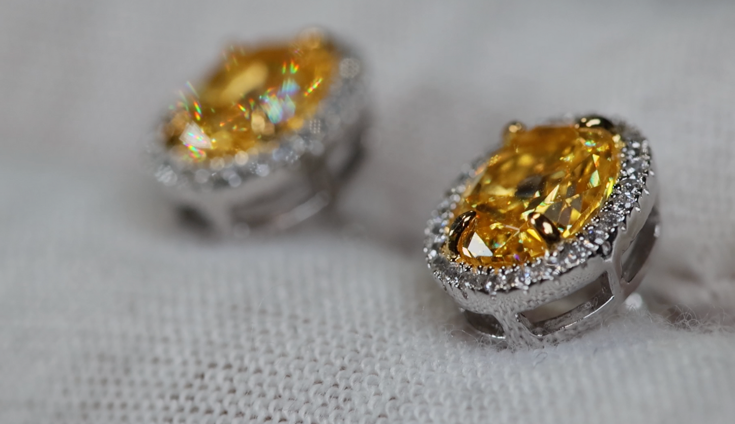 Yellow Diamond Ear Studs