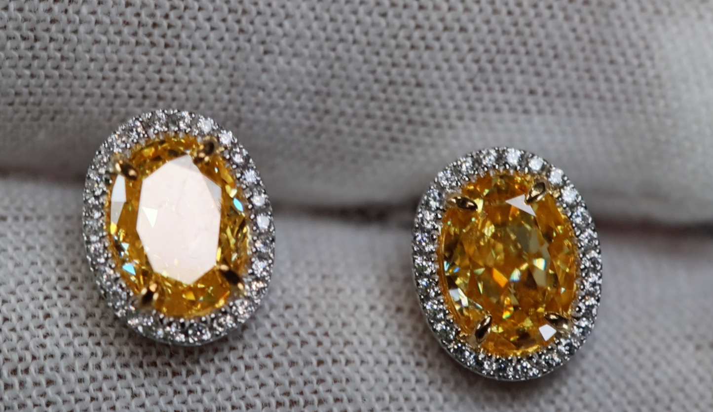 Yellow Diamond Ear Studs