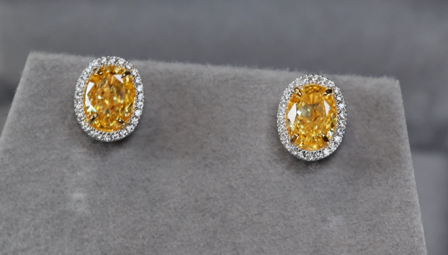 Yellow Diamond Ear Studs