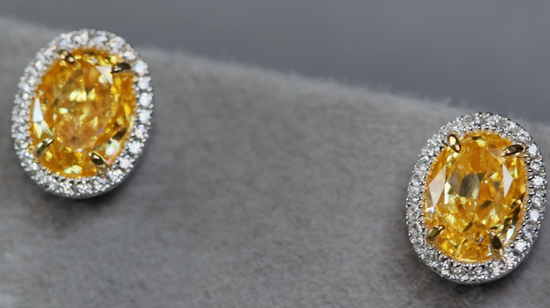 Yellow Lab Grown Oval Diamond Ear Studs