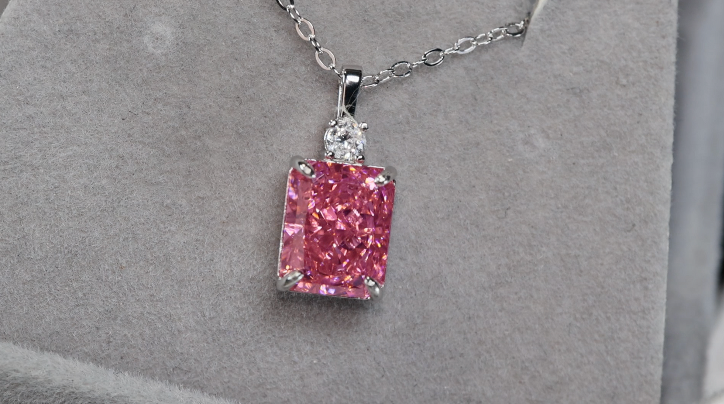 Pink lab grown diamond pendant