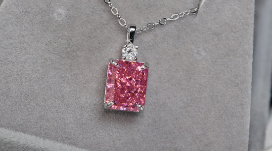 Pink lab grown diamond pendant