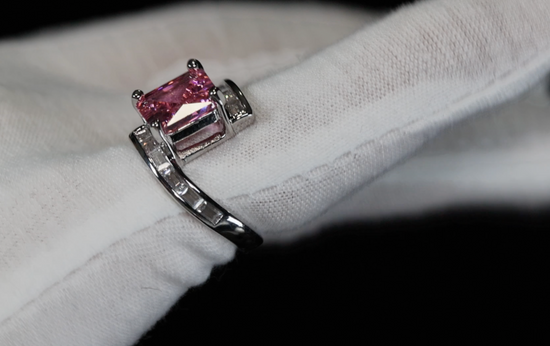 Pink Princess Cut Diamond Ring