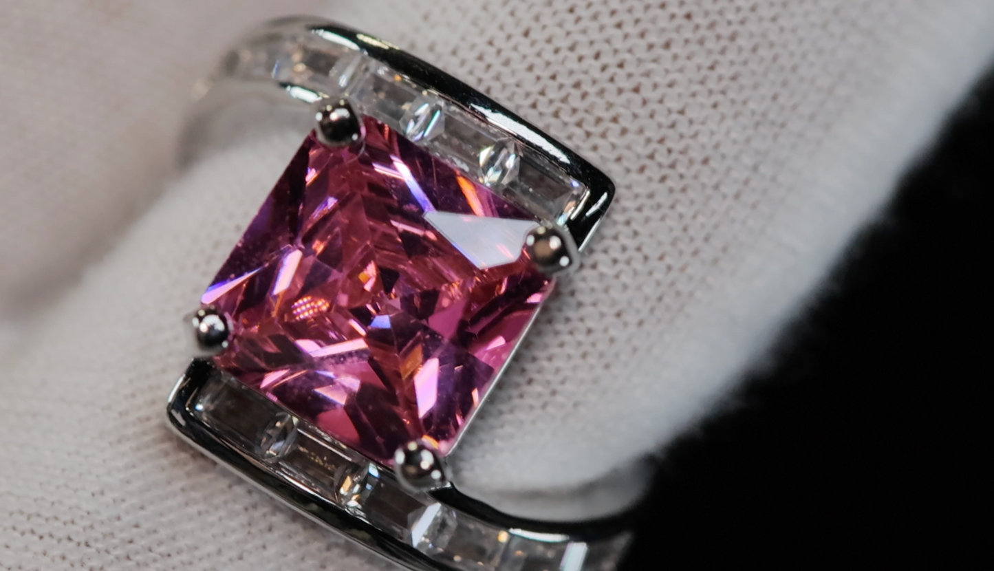 Pink Princess Cut Diamond Ring