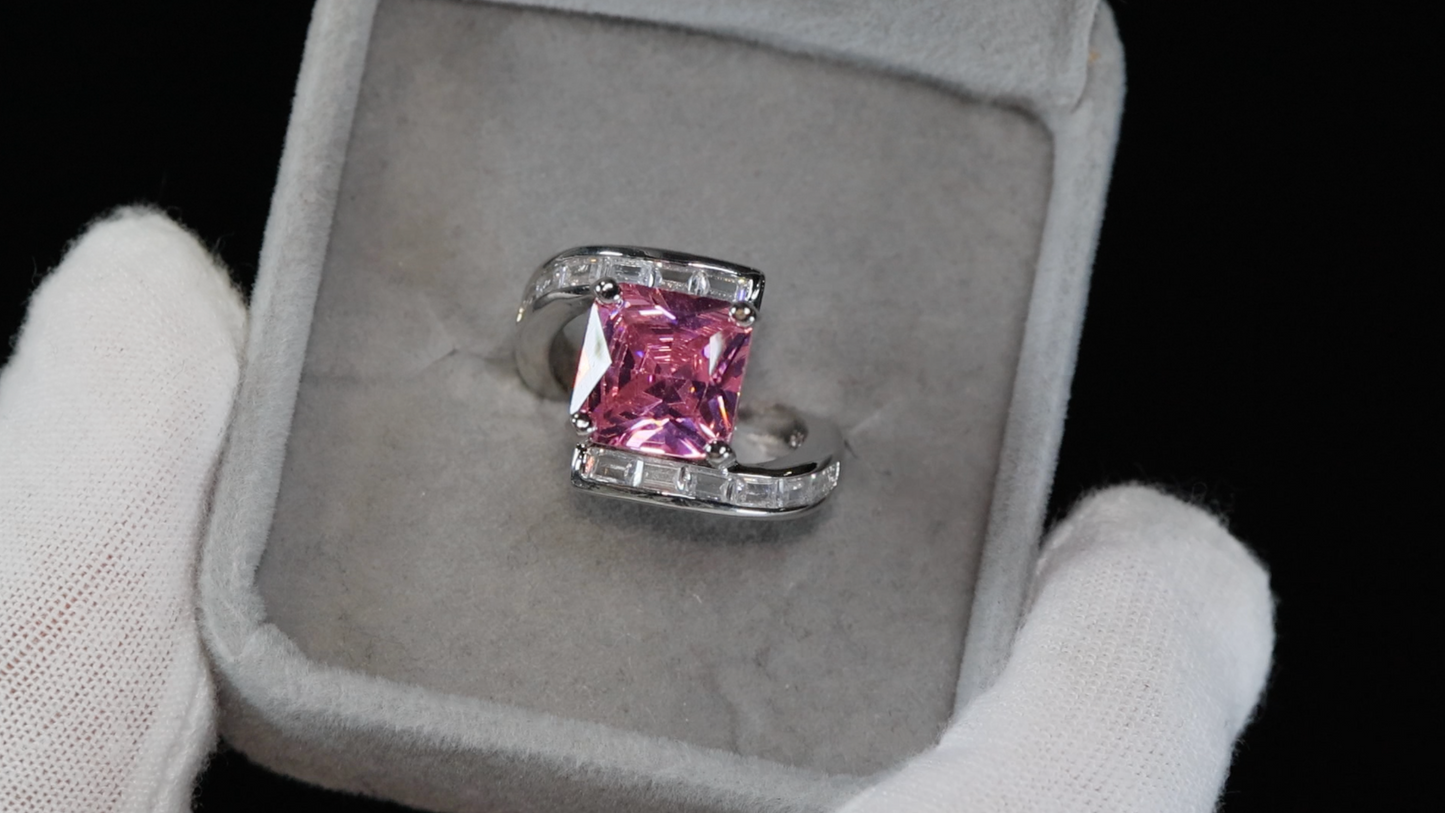 Pink Princess Cut Diamond Ring