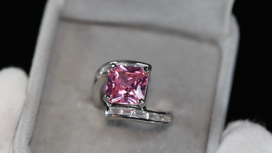 Pink Princess Cut Diamond Ring