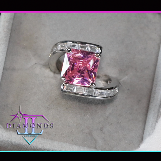 Pink Princess Cut Diamond Ring