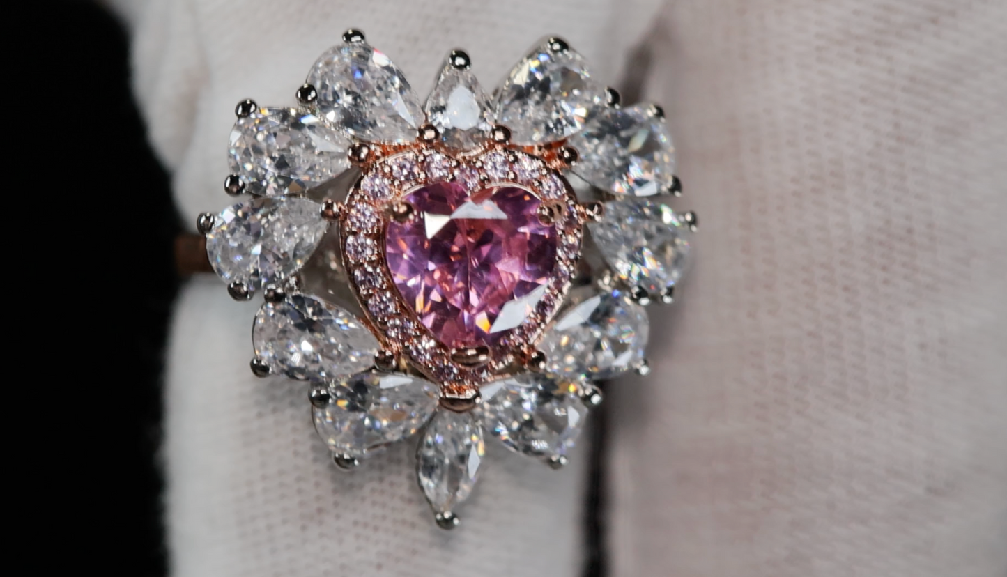 Pink Diamond Heart Ring