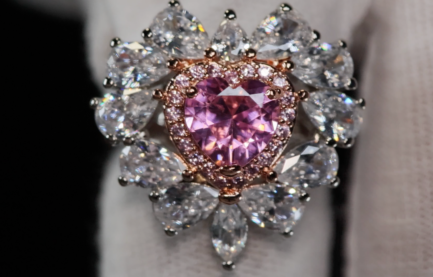 Pink Diamond Heart Ring