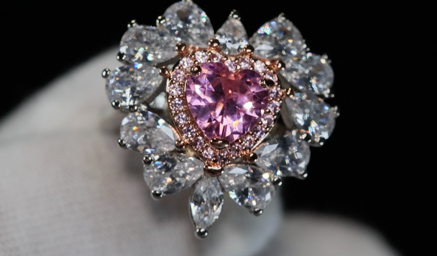 Pink Diamond Heart Ring