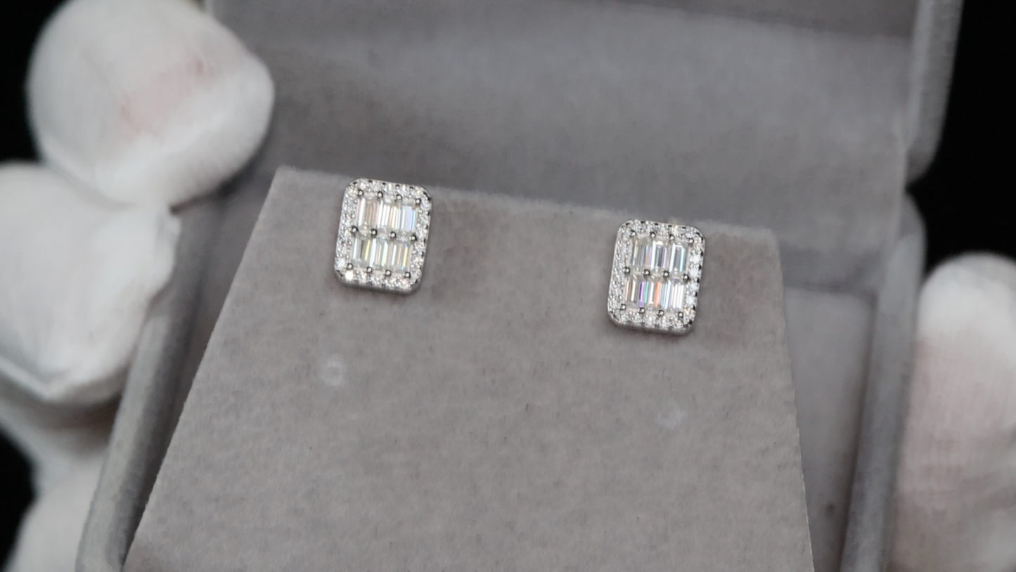 Mens Moissanite Diamond Ear Studs