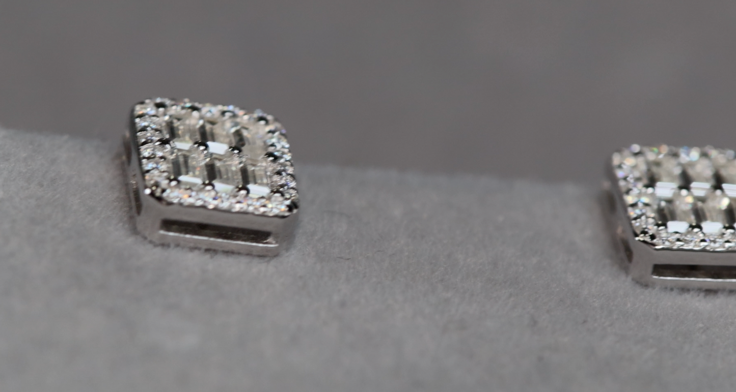 Moissanite Hip Hop Ear Studs