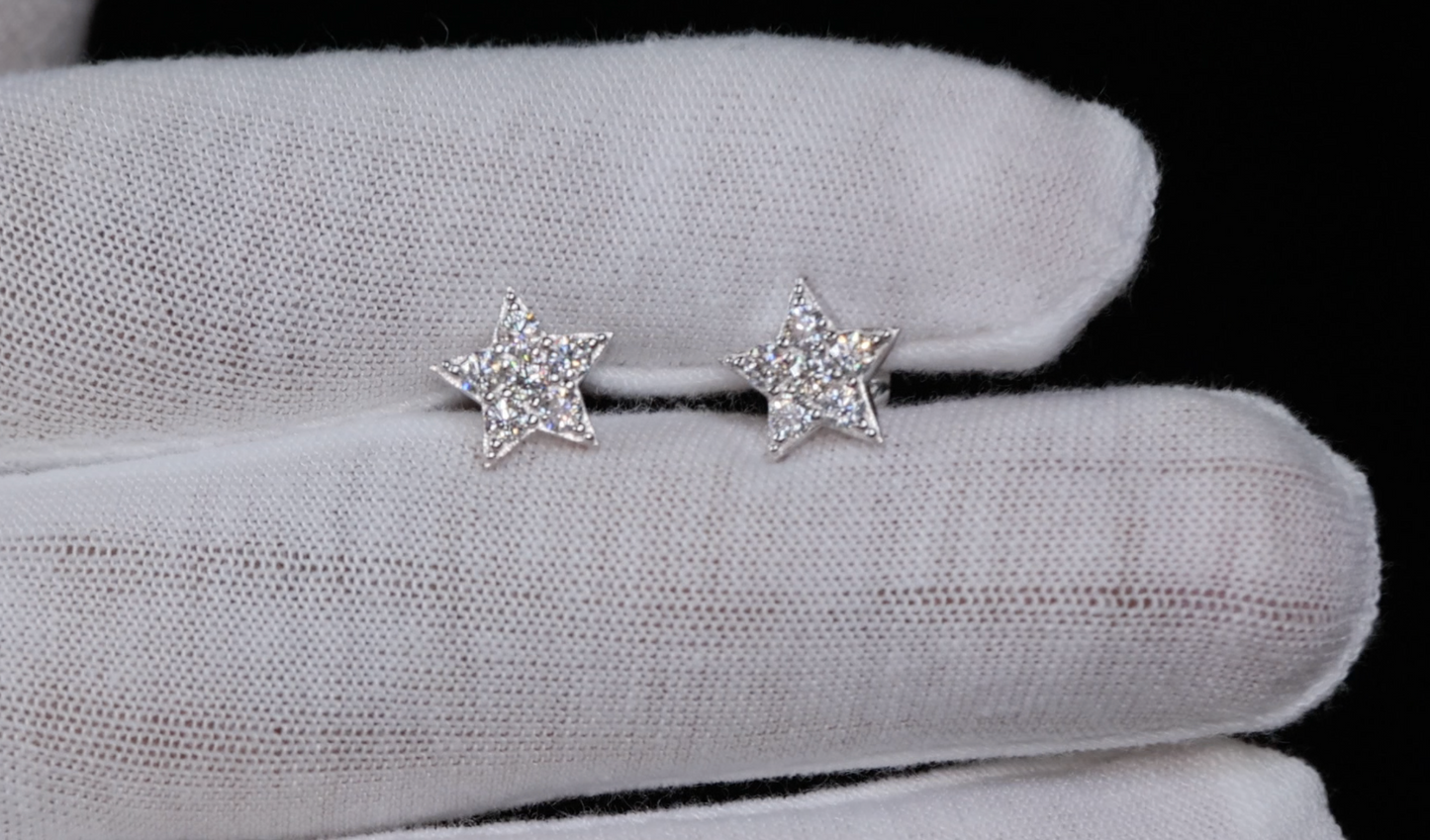 Moissanite Diamond Star Ear Studs