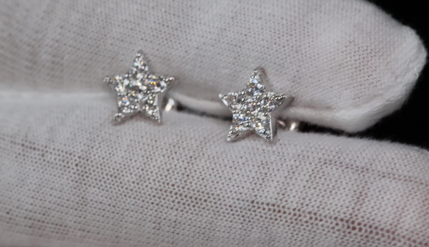 Moissanite Diamond Star Ear Studs