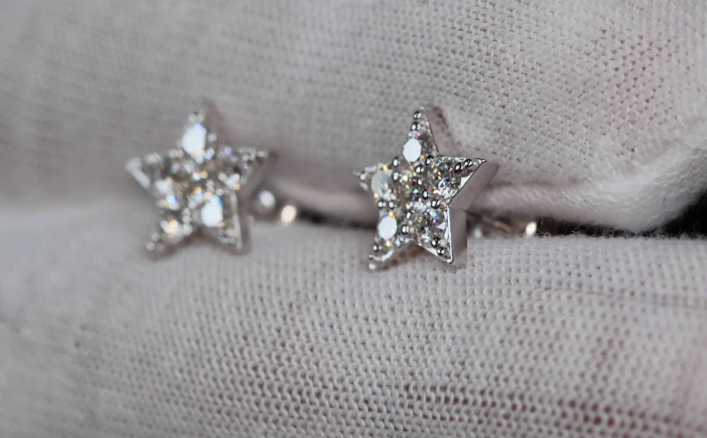 Moissanite Diamond Star Ear Studs