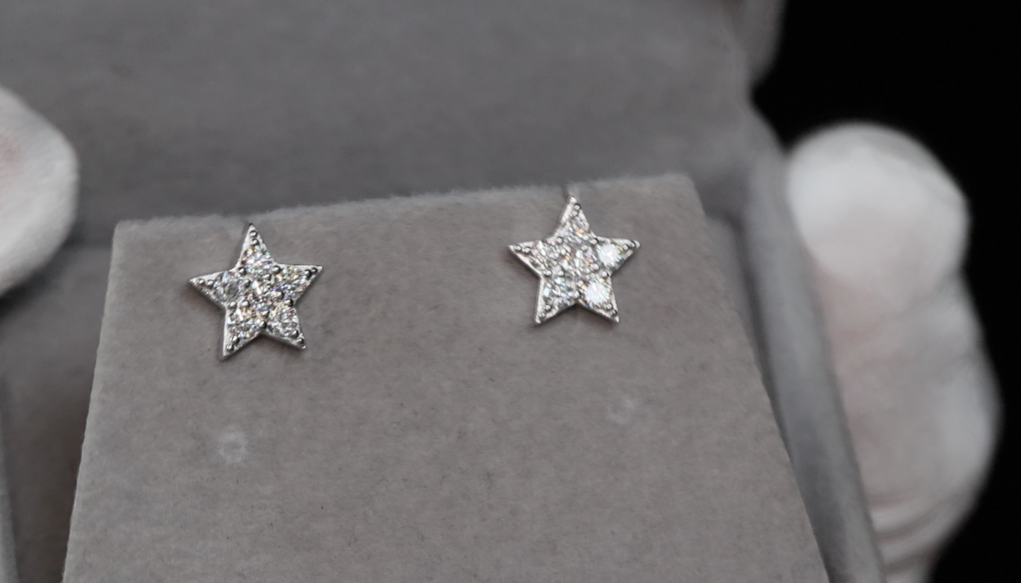 Moissanite Diamond Star Ear Studs