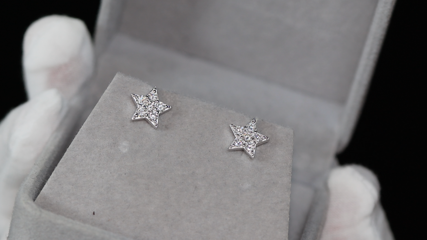 Moissanite Diamond Star Ear Studs 