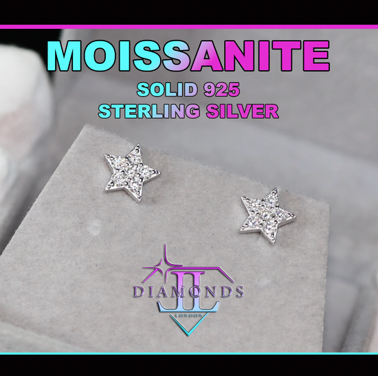 Moissanite Diamond Star Ear Studs