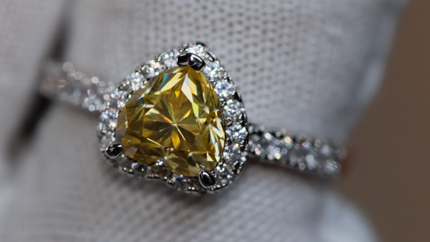 Yellow Moissanite Engagement Ring