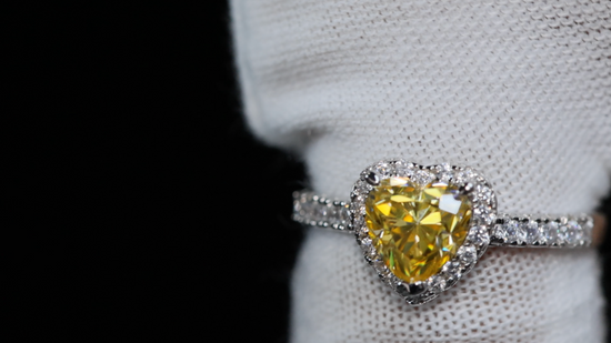 Yellow Moissanite Diamond Heart Ring