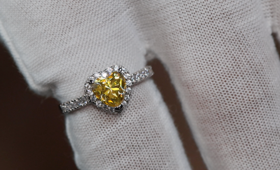 Yellow Moissanite Diamond Heart Ring