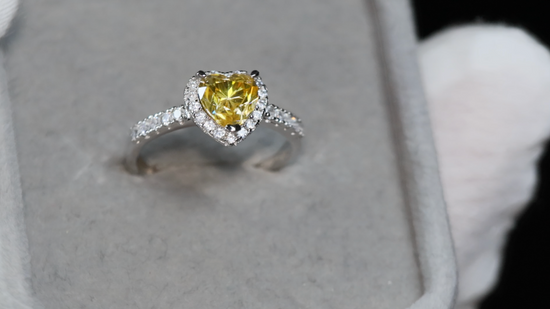 Yellow Moissanite Heart Diamond Ring