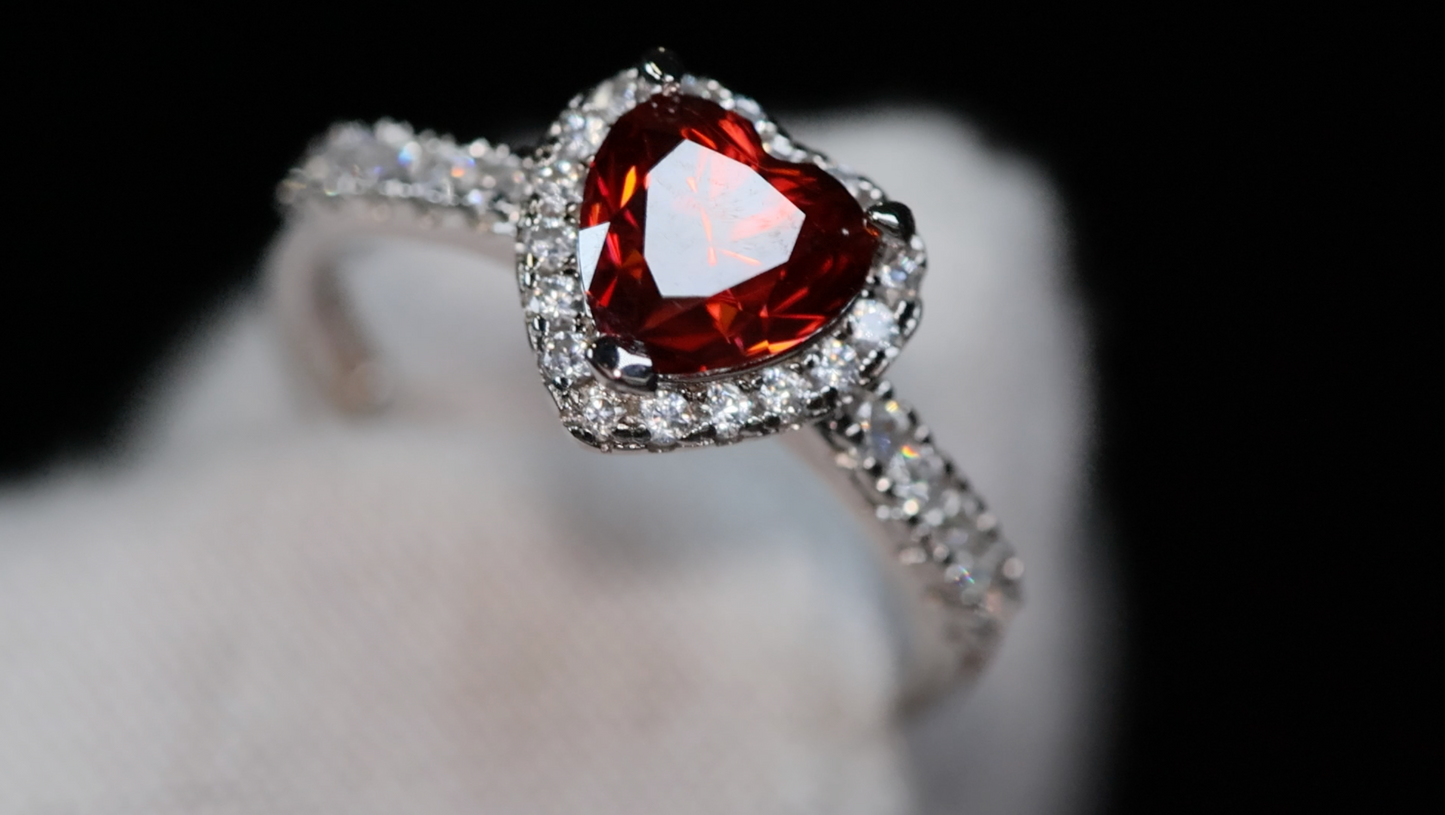 Red Heart Diamond Ring