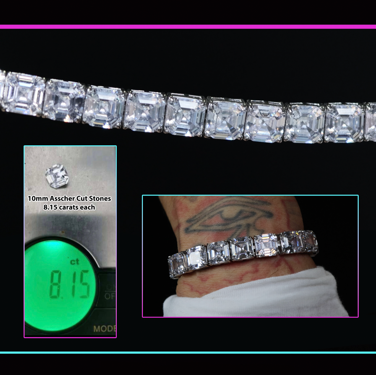 Asscher Diamond Tennis Bracelet